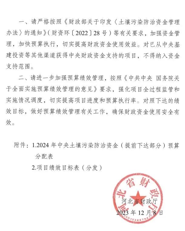河北省财政厅提前下达2024年中央土壤污染防治资金！(图2)