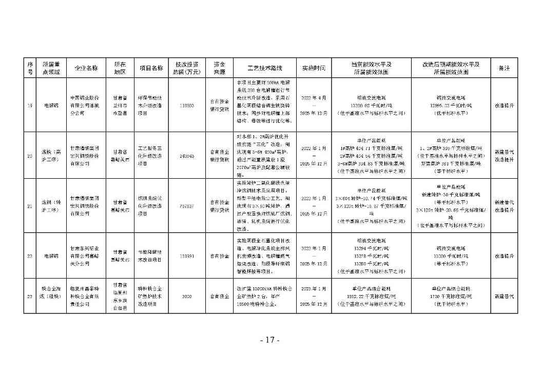 甘肃省冶金 建材 石化领域节能降碳技术改造总体实施方案印发！(图17)