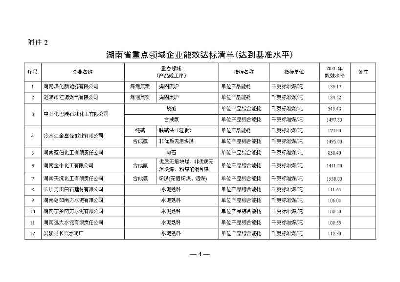 湖南省重点领域企业能效水平清单目录公示(图4)