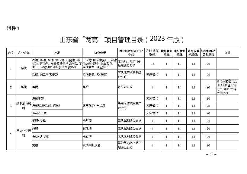 山东关于“两高”项目管理有关事项的补充通知