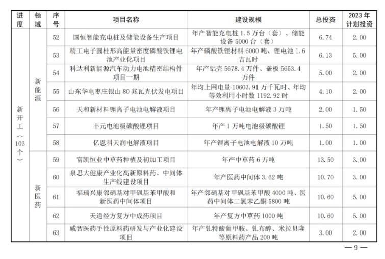 山东枣庄公布2023年市重点项目名单 含多项新能源项目！(图6)