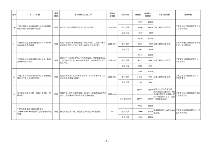 宁夏发布《2023年自治区重点项目投资计划》 含多项节能降碳项目！(图20)