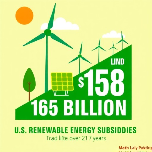 过去七年美国可再生能源补贴翻一番 达156亿美元(图1)