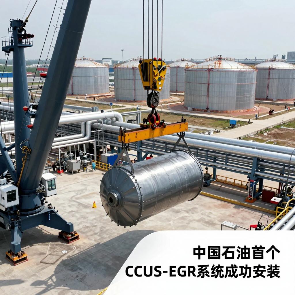 中国石油首套CCUS-EGR碳捕集模块吊装成功(图1)